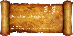 Bergler Zinajda névjegykártya